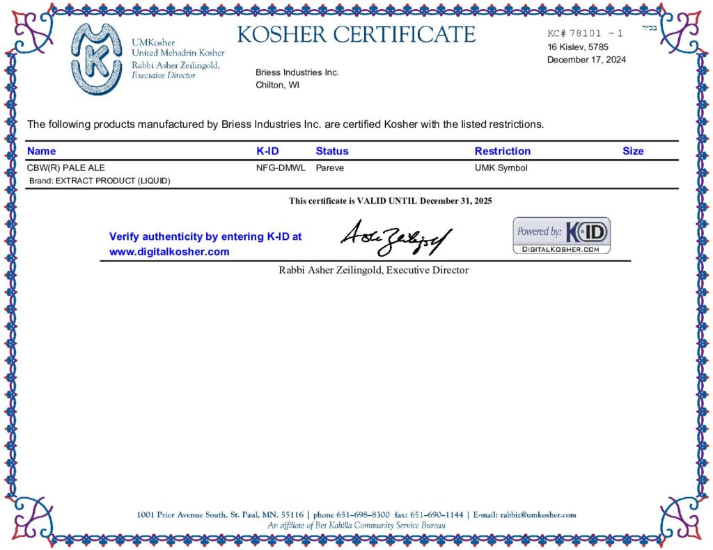 Briess kosh cbwpalealelme