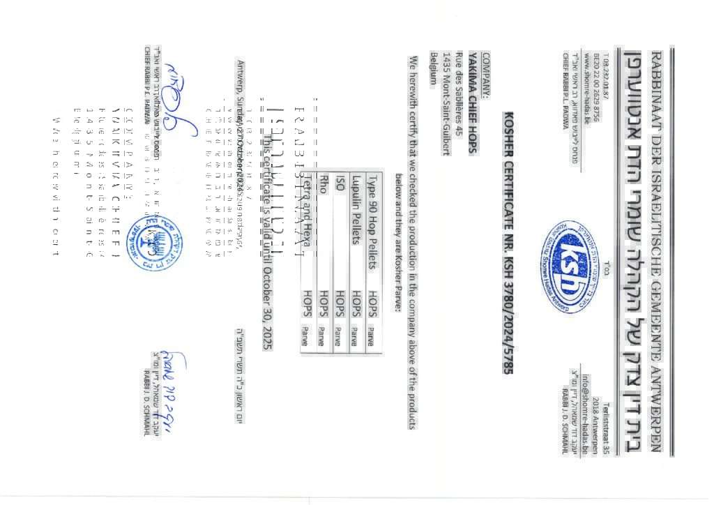 Kosher certificate msg